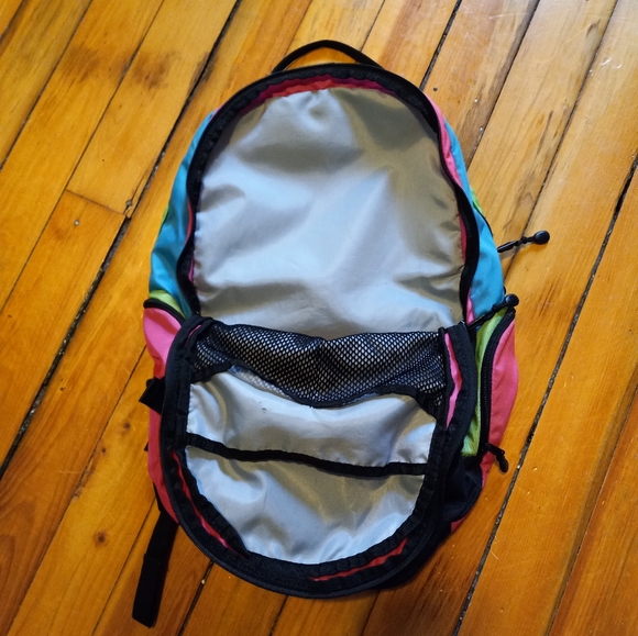 Retro 80s style Burton color block backpack neon green pink blue - Picture 4 of 9